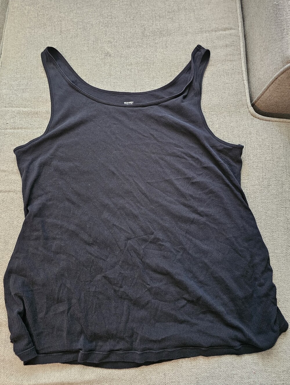 Classic Black Ribbed Maternity Tank Top